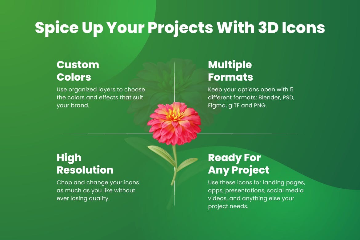 30个花卉3D图标， FIG GLTF Blend PSD格式 图标素材 sucaiwan.com