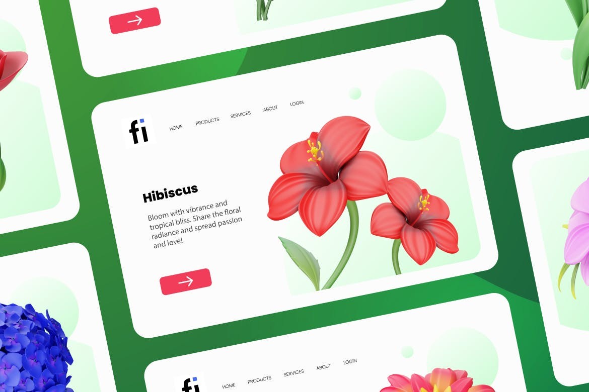 30个花卉3D图标， FIG GLTF Blend PSD格式 图标素材 sucaiwan.com