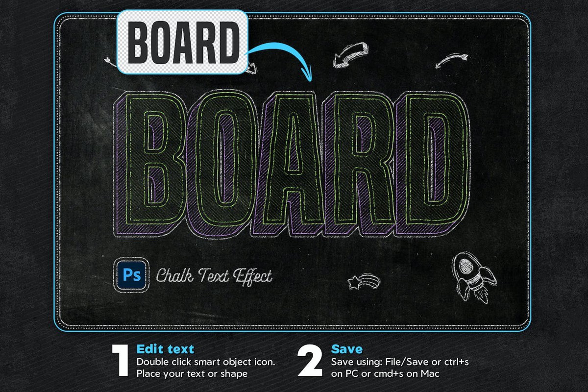 6款黑板粉笔文字效果图层样式PSD 插件预设 sucaiwan.com