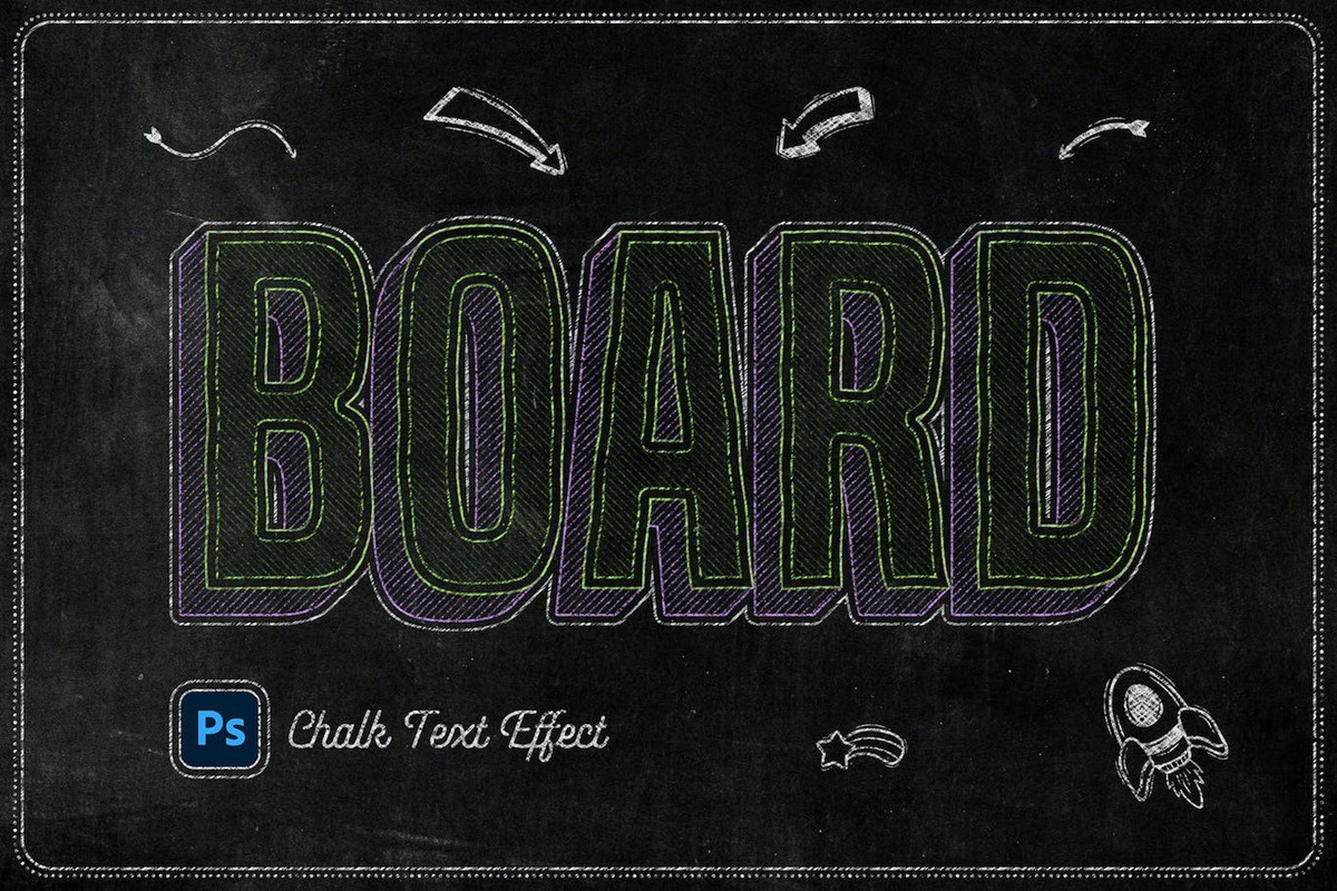 6款黑板粉笔文字效果图层样式PSD 插件预设 sucaiwan.com