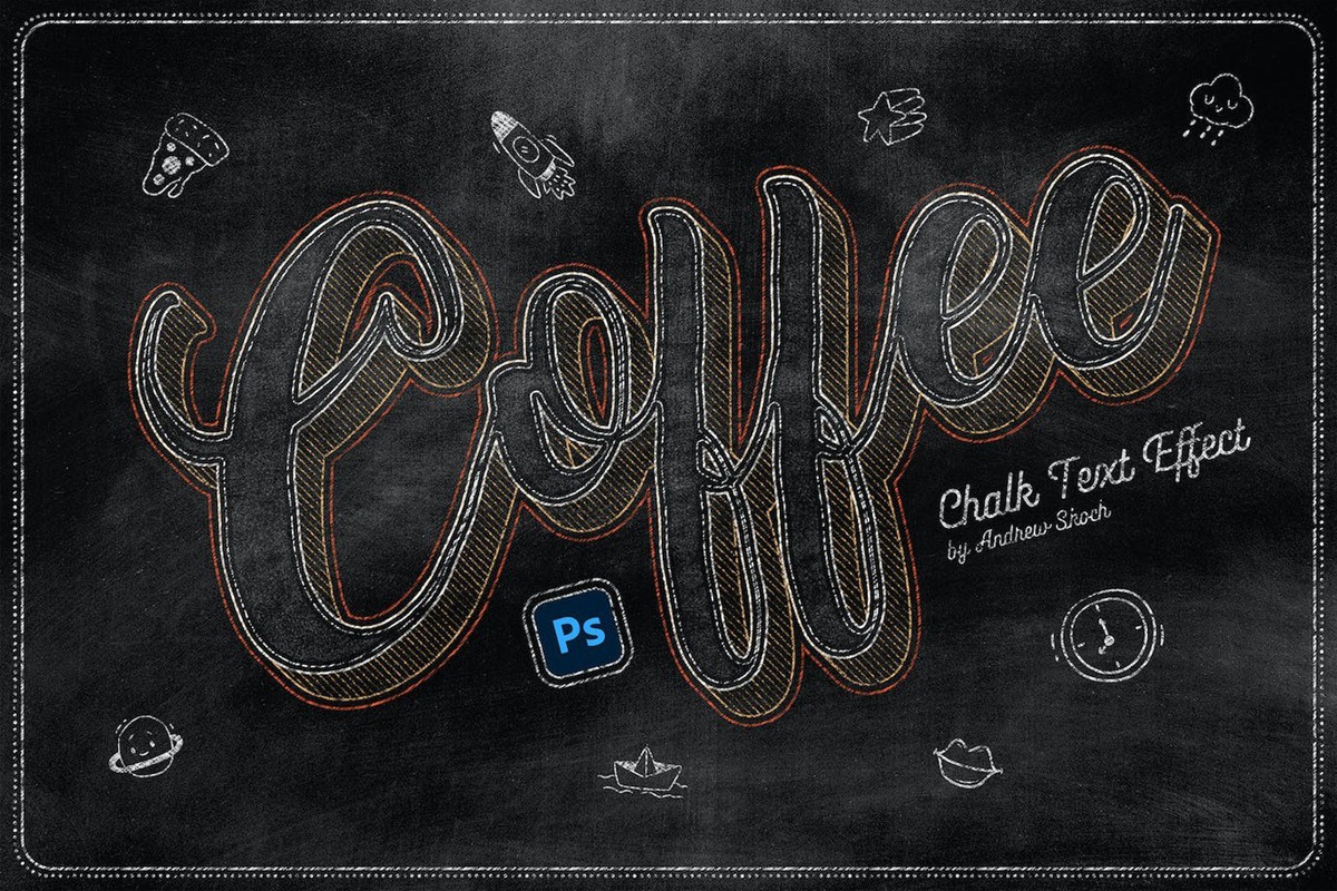 6款黑板粉笔文字效果图层样式PSD 插件预设 sucaiwan.com