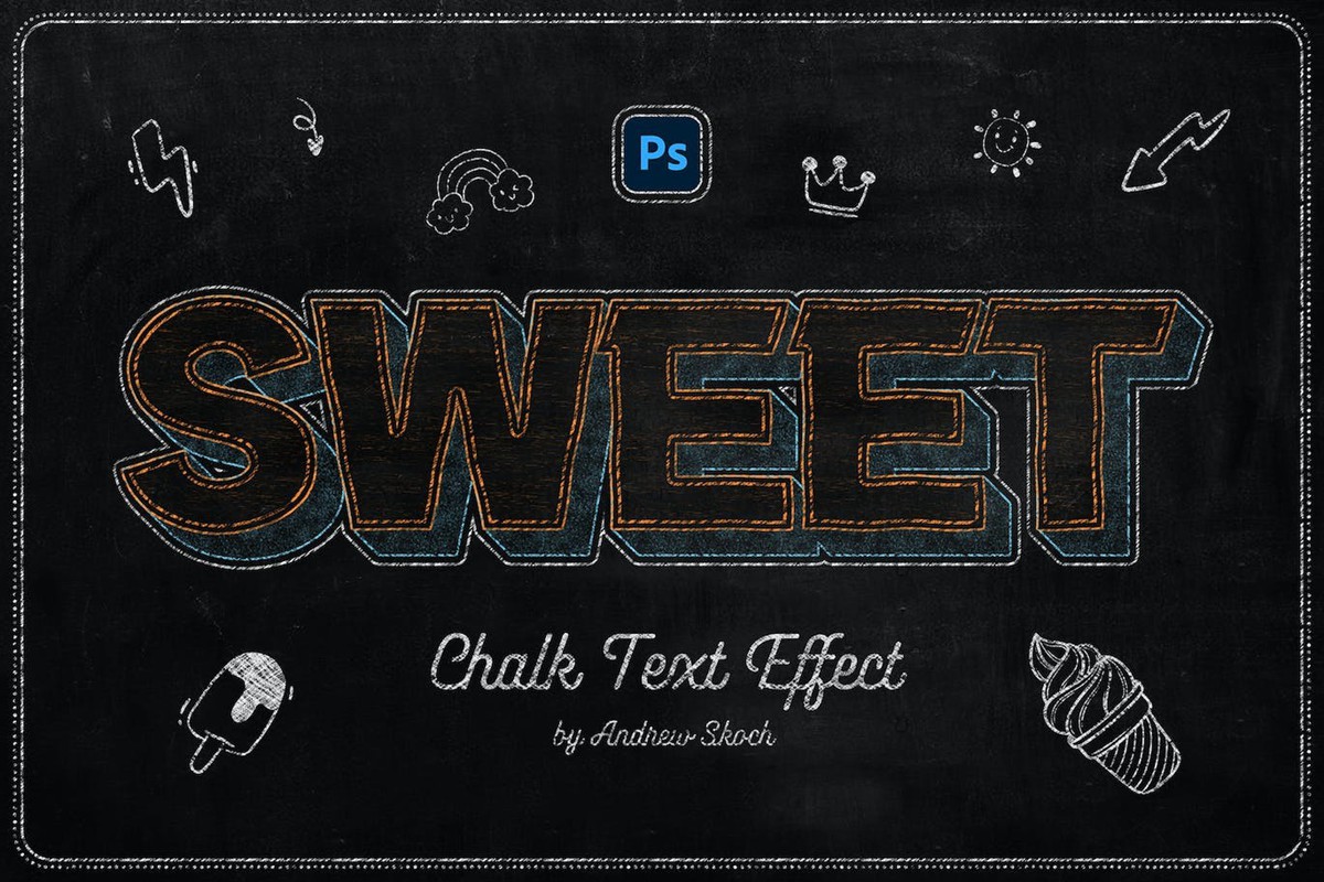 6款黑板粉笔文字效果图层样式PSD 插件预设 sucaiwan.com