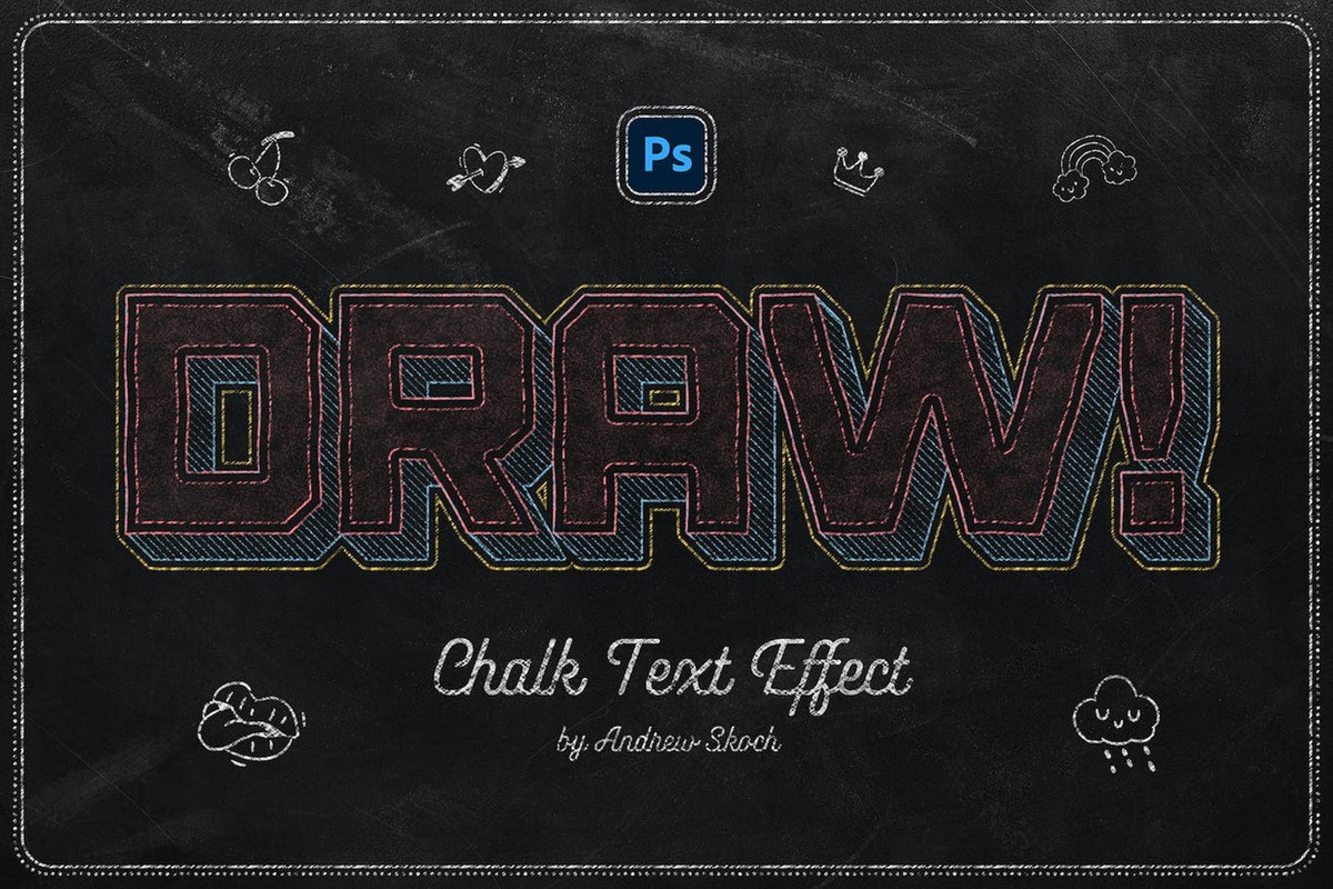 6款黑板粉笔文字效果图层样式PSD 插件预设 sucaiwan.com