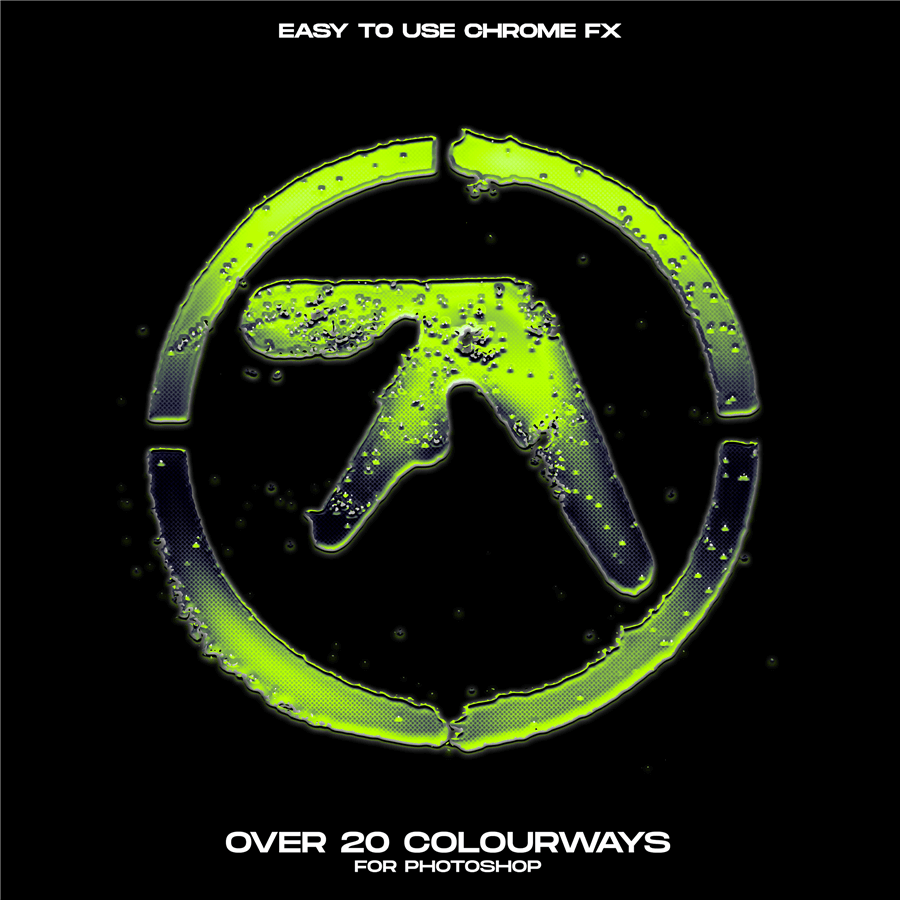 新潮复古酸性镀铬立体Logo文字特效图层样式字体样机PSD模板 Hvnter CHROME PACK 3 样机素材 sucaiwan.com