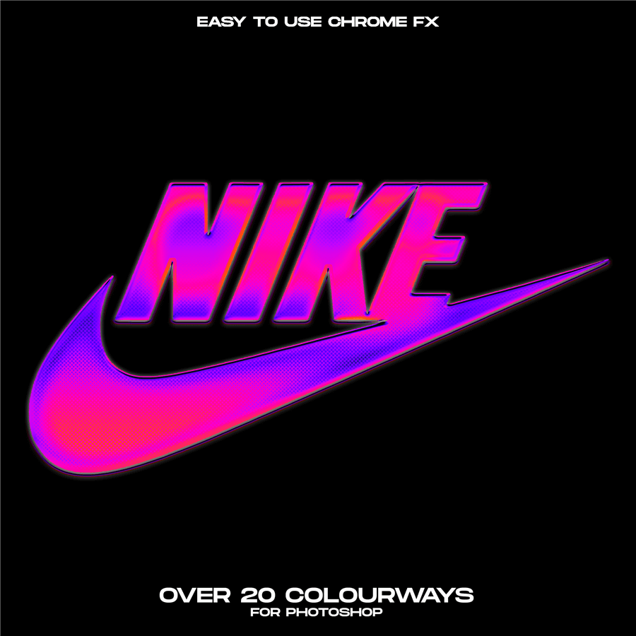 新潮复古酸性镀铬立体Logo文字特效图层样式字体样机PSD模板 Hvnter CHROME PACK 3 样机素材 sucaiwan.com