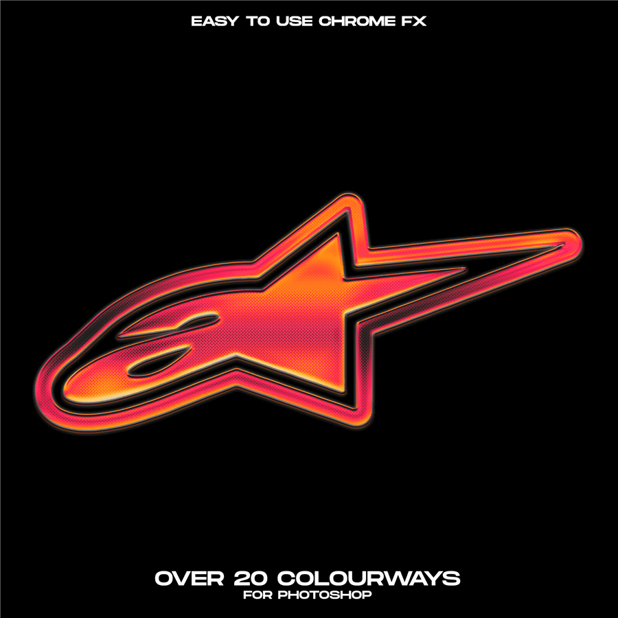 新潮复古酸性镀铬立体Logo文字特效图层样式字体样机PSD模板 Hvnter CHROME PACK 3 样机素材 sucaiwan.com