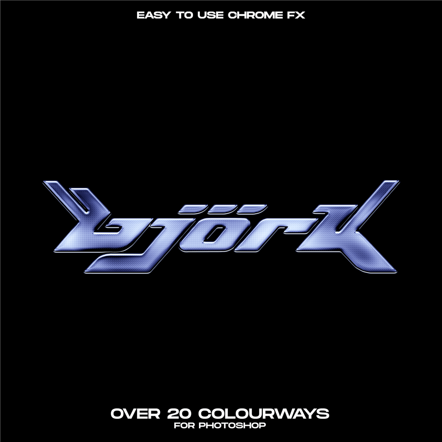 新潮复古酸性镀铬立体Logo文字特效图层样式字体样机PSD模板 Hvnter CHROME PACK 3 样机素材 sucaiwan.com