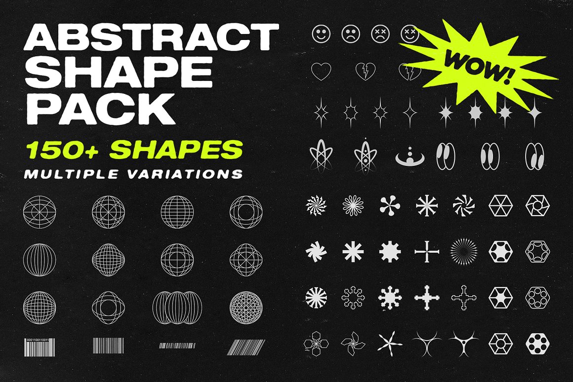165个新潮酸性抽象暗黑机能杀手元素几何形状图标图形包 Abstract Shape Pack 图片素材 sucaiwan.com