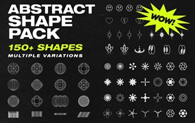 165个新潮酸性抽象暗黑机能杀手元素几何形状图标图形包 Abstract Shape Pack