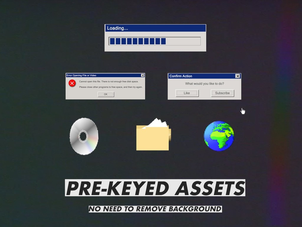Video Milkshake 90年代复古对话框怀旧错误窗口图标播放窗口素材Pr模板 插件预设 sucaiwan.com