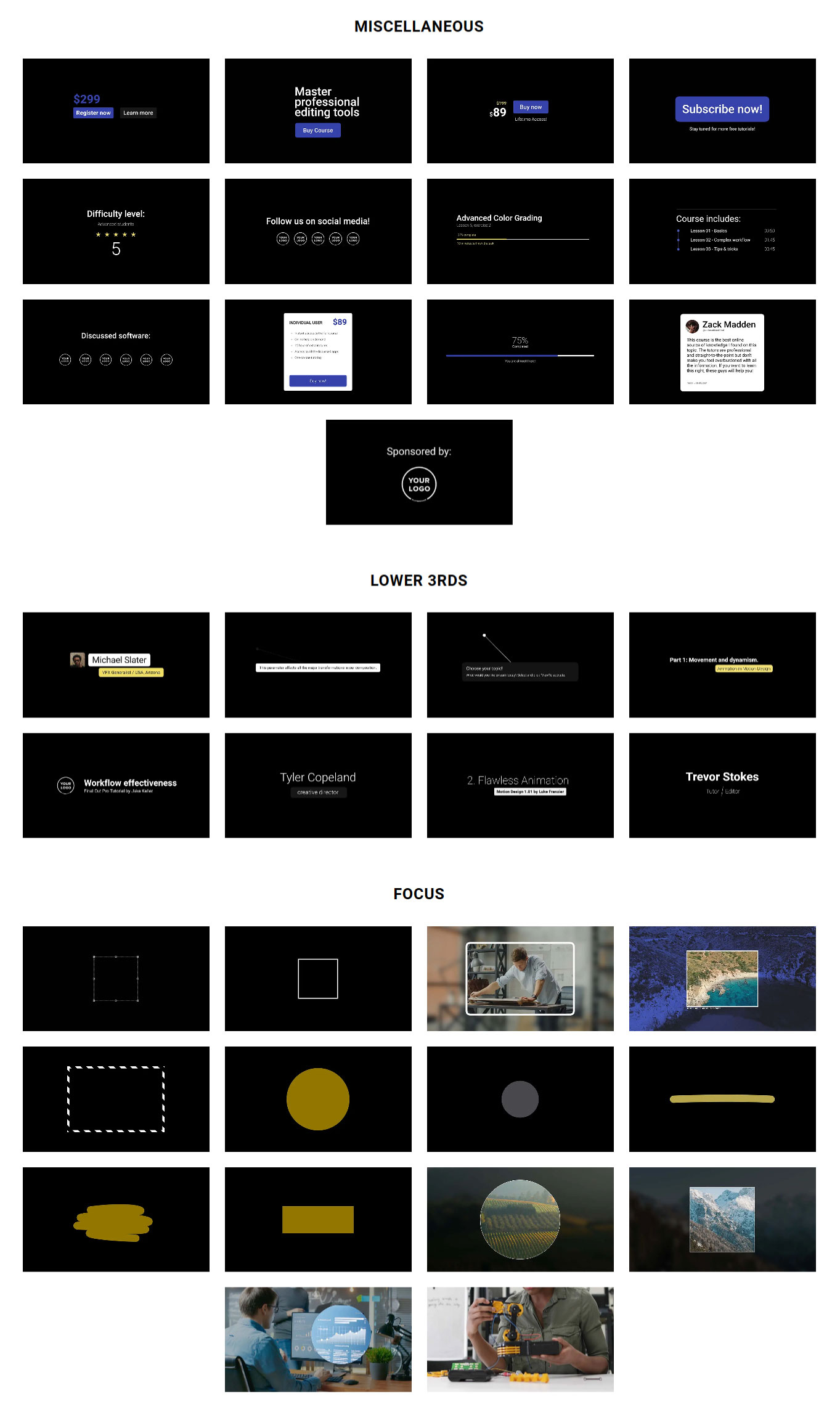 Motionvfx - mTutorial 100组教程课程制作文字讲解操作注释人物介绍字幕动画预设 插件预设 sucaiwan.com