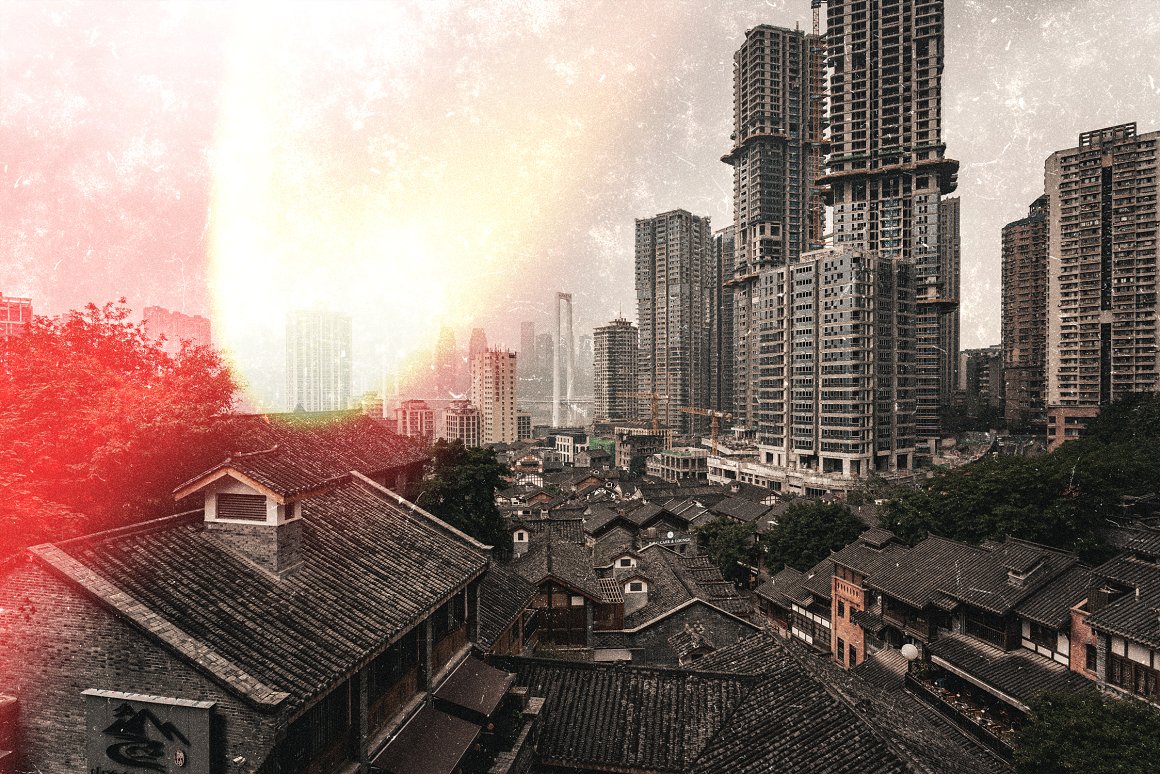 复古做旧漏光划痕杂点效果照片图像修图PSD特效样机模板 Burn Light Leak Photo Effect . sucaiwan.com