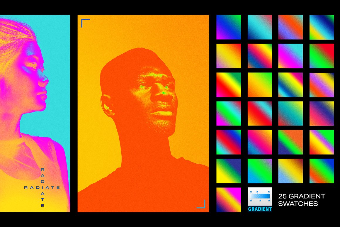 Radiate 25种不同形状热感应Photoshop渐变效果PS渐变预设 插件预设 sucaiwan.com