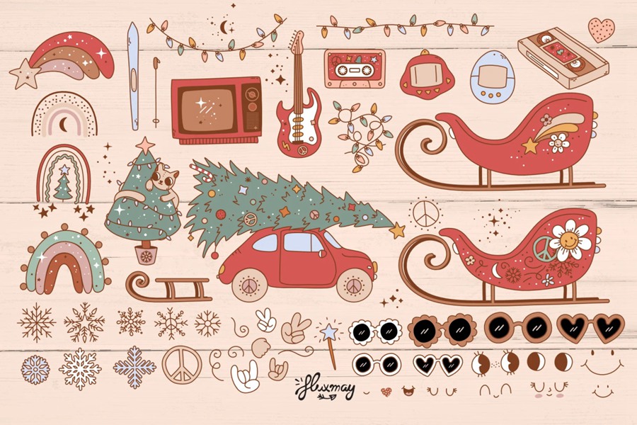 12套90年代怀旧圣诞节复古图案套装素材 图片素材 第4张-素材湾丨精选海外优质设计素材资源 12套90年代怀旧圣诞节复古图案套装素材 图片素材 sucaiwan.com