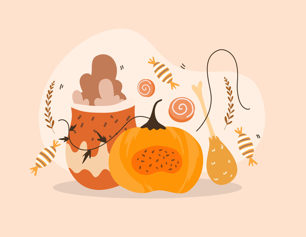 9款感恩节南瓜和美食扁平化插图矢量素材 图片素材 sucaiwan.com