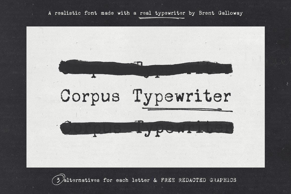 复古做旧喷墨手写打字机效果品牌Logo标题衬线英文字体素材 Corpus Typewriter Font . sucaiwan.com