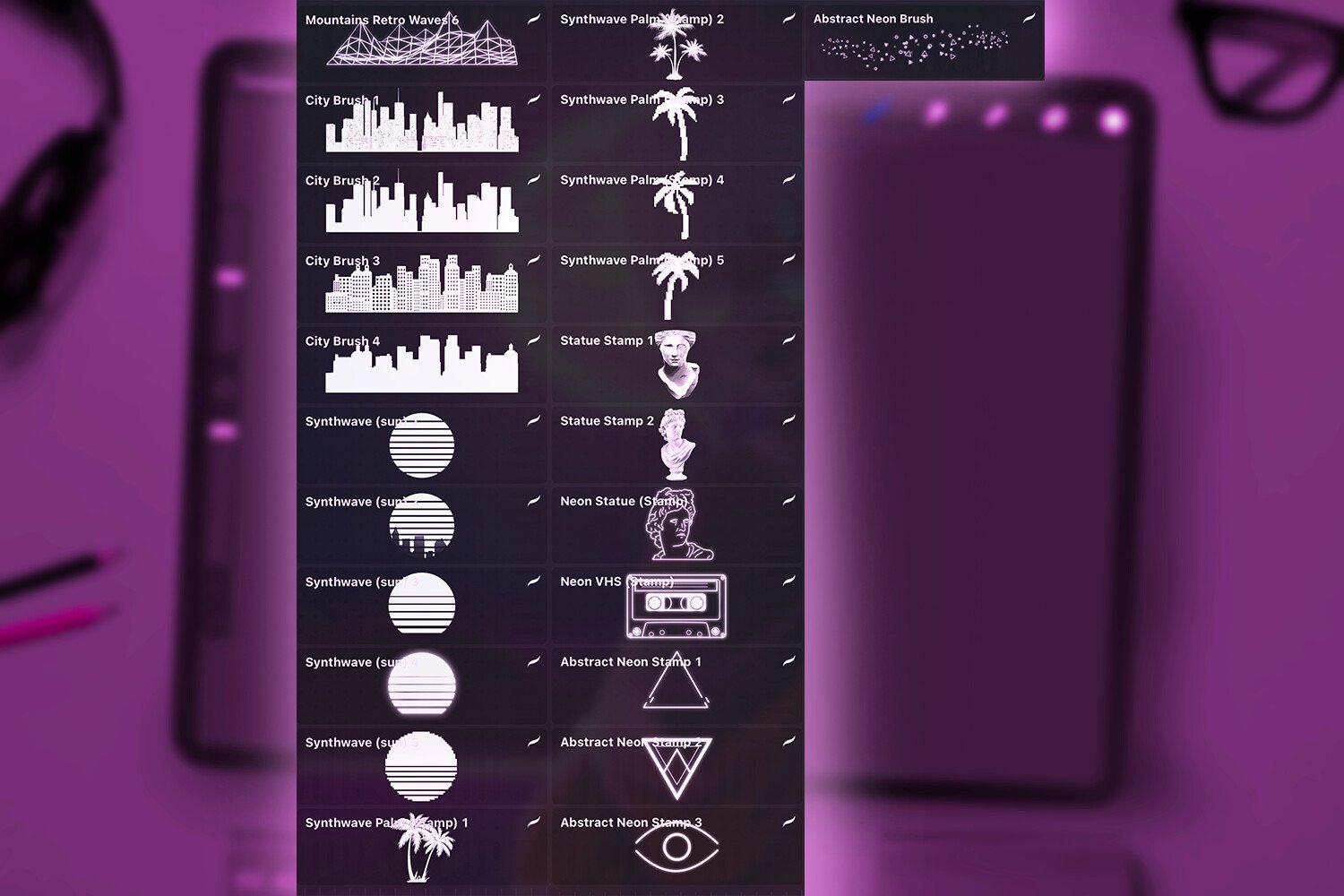 Procreate笔刷：赛博朋克VHS毛刺取景框画笔笔刷套装 笔刷资源 sucaiwan.com