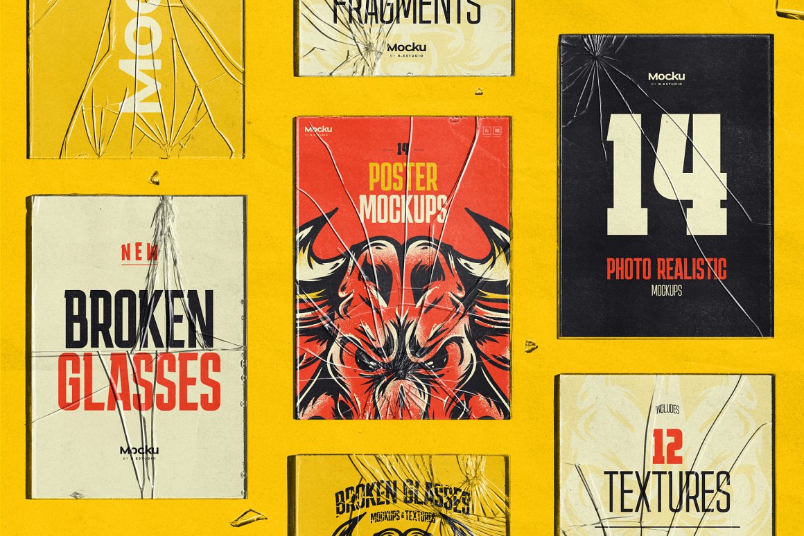 高质量透明碎玻璃模型PNG纹理图形样机素材 样机素材 sucaiwan.com