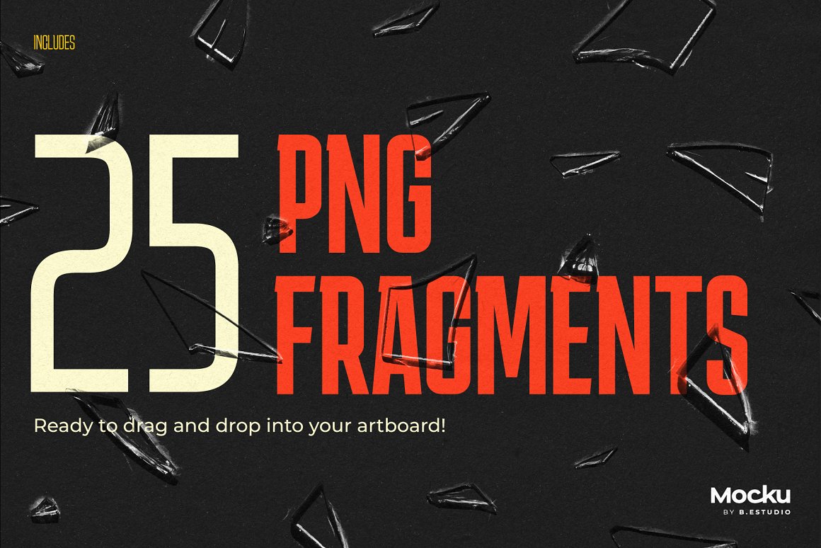 高质量透明碎玻璃模型PNG纹理图形样机素材 样机素材 sucaiwan.com