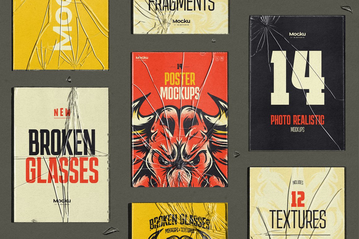 高质量透明碎玻璃模型PNG纹理图形样机素材 样机素材 sucaiwan.com