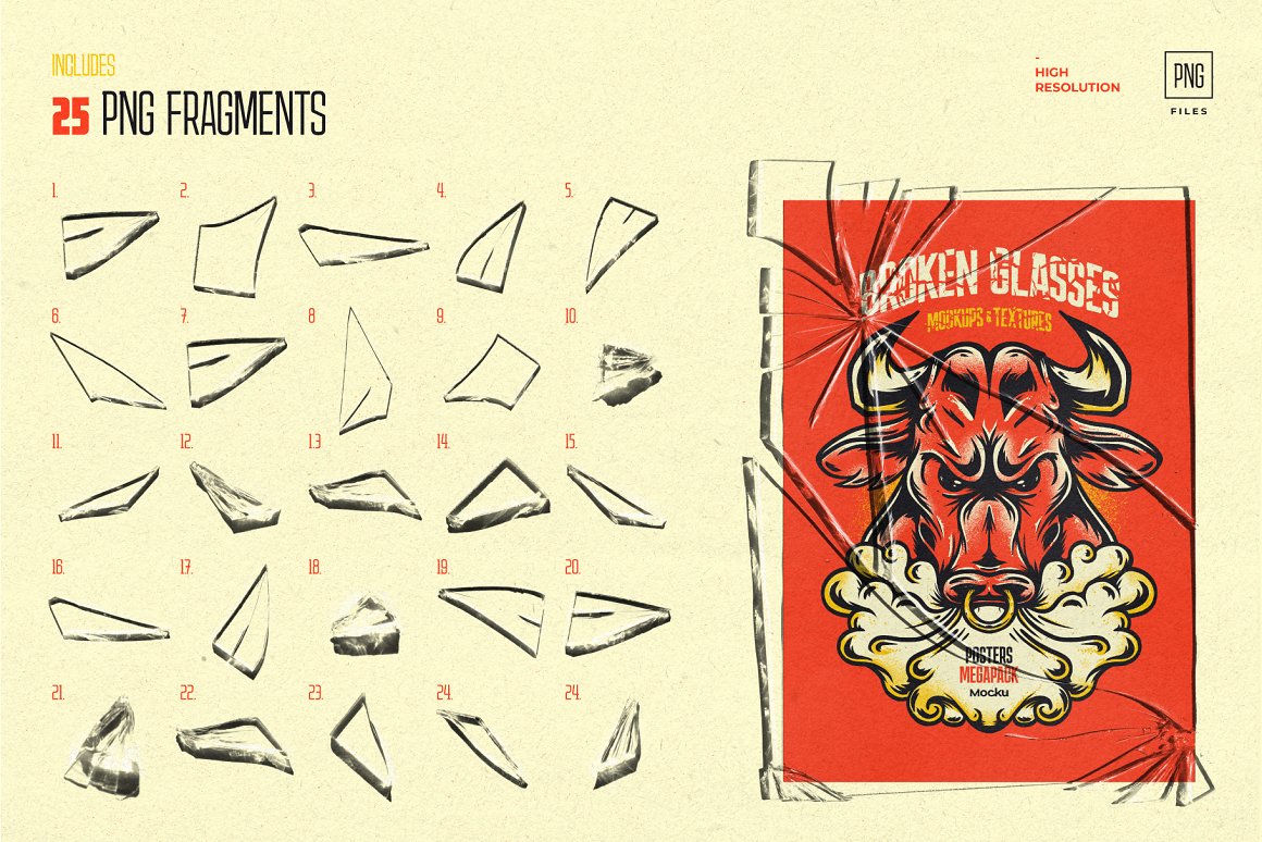 高质量透明碎玻璃模型PNG纹理图形样机素材 样机素材 sucaiwan.com