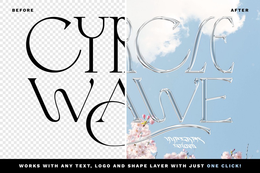 新潮玻璃镀铬文本样式文字图形样机图层样式 Hyperpix – Glass Chrome Text Style-2 样机素材 sucaiwan.com