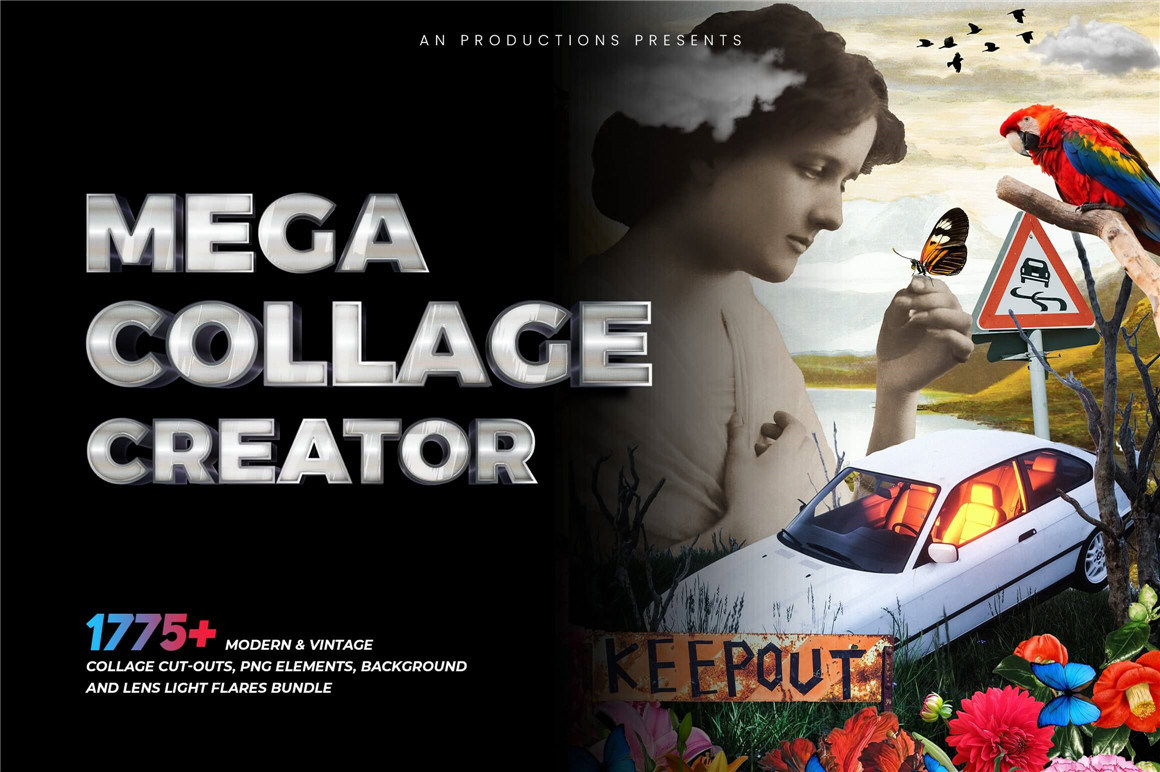 1775+ Mega Collage Creator Bundle 1775多款复古怀旧人物风景建筑动物老照片解构拼贴png免抠图片素材 图片素材 sucaiwan.com