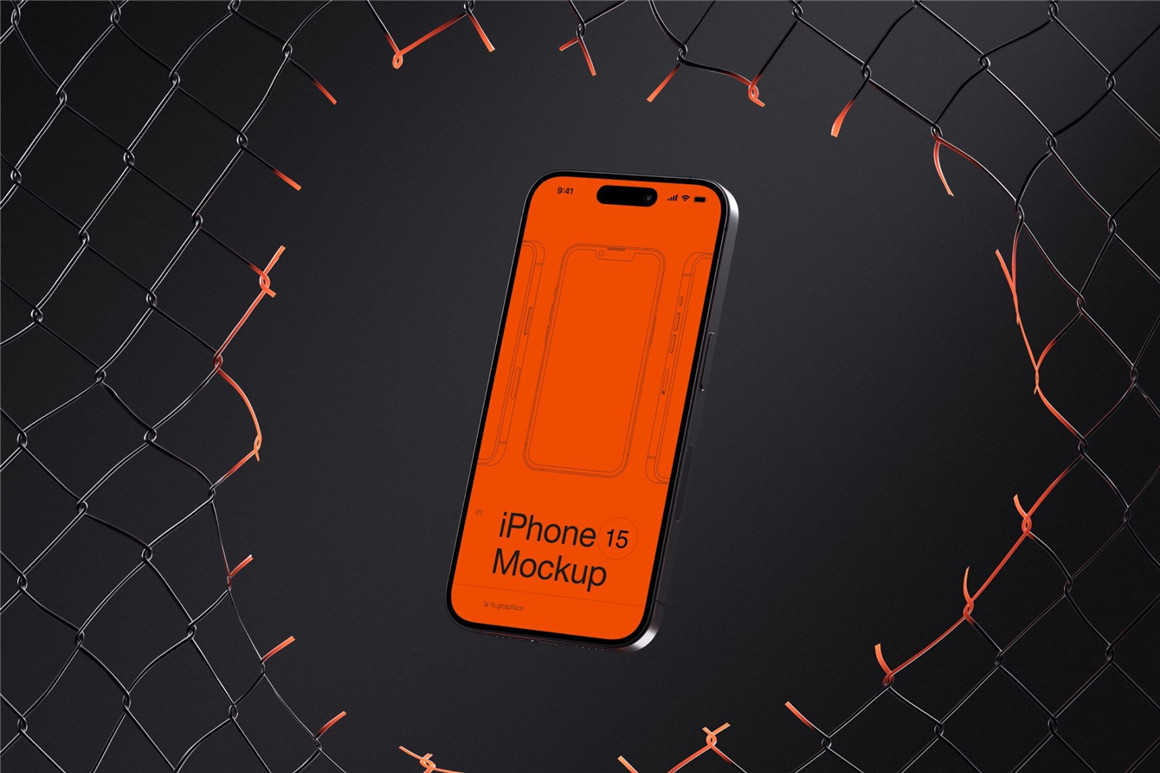 16款工业黑化风苹果手机iPhone 15 Pro屏幕演示效果图PSD样机模板 I-Mockups: iPhone 15 Pro . sucaiwan.com