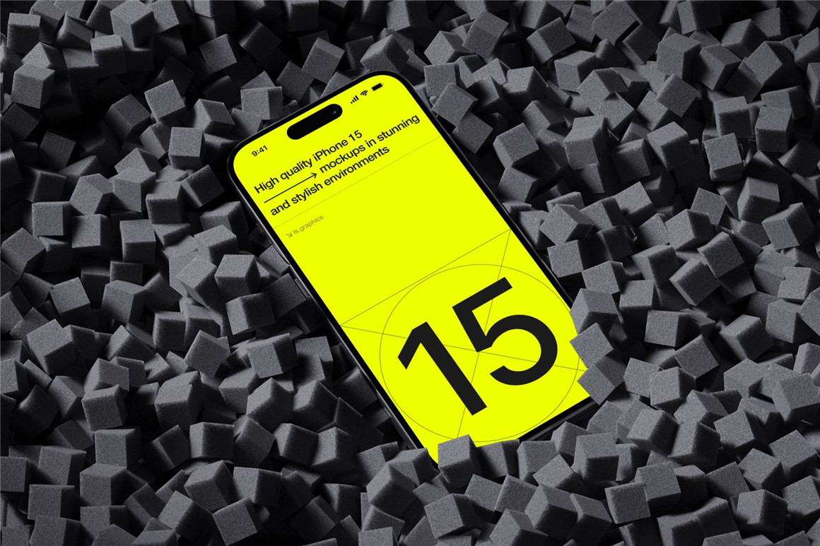 16款工业黑化风苹果手机iPhone 15 Pro屏幕演示效果图PSD样机模板 I-Mockups: iPhone 15 Pro . sucaiwan.com