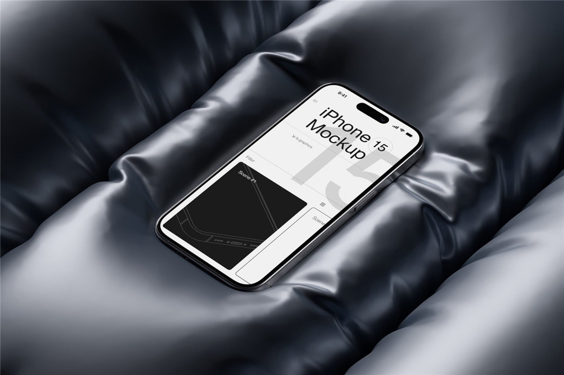 16款工业黑化风苹果手机iPhone 15 Pro屏幕演示效果图PSD样机模板 I-Mockups: iPhone 15 Pro . sucaiwan.com