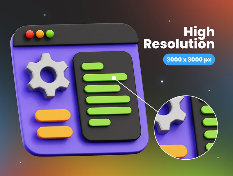 80个UI设计系统3D图标，PNG GLB OBJ格式 图标素材 sucaiwan.com