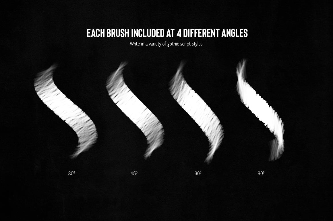 Procreate哥特式书法板写笔刷 笔刷资源 sucaiwan.com