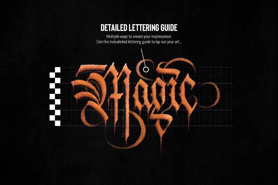 Procreate哥特式书法板写笔刷 笔刷资源 sucaiwan.com