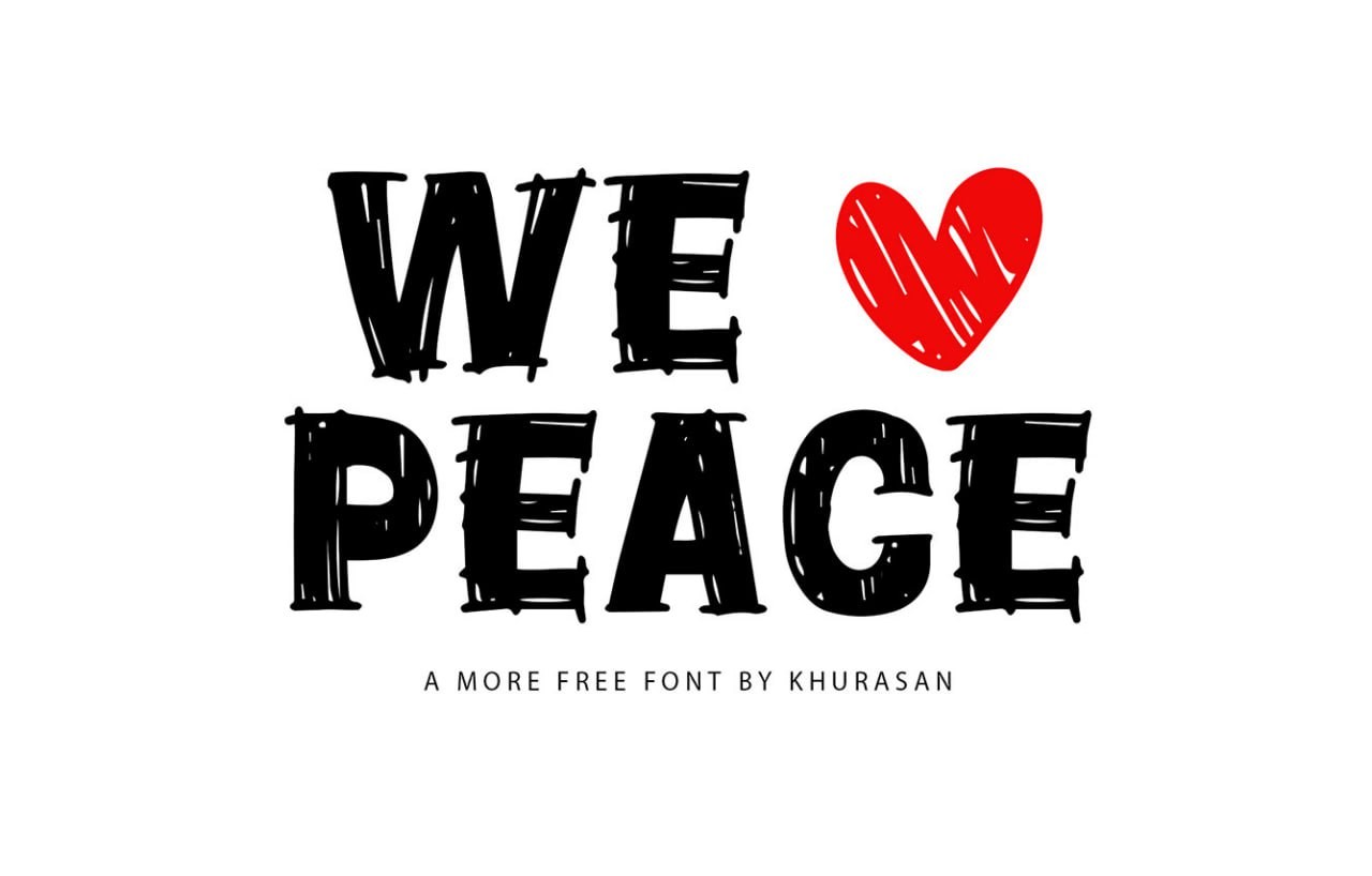 We Love Peace铅笔素描英文字体，免费可商用 设计素材 sucaiwan.com