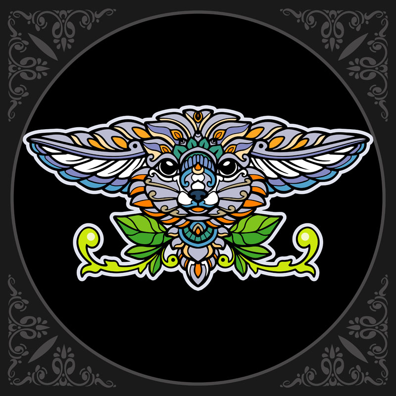 8款曼陀罗艺术风格狐狸和海马矢量插图 图片素材 sucaiwan.com