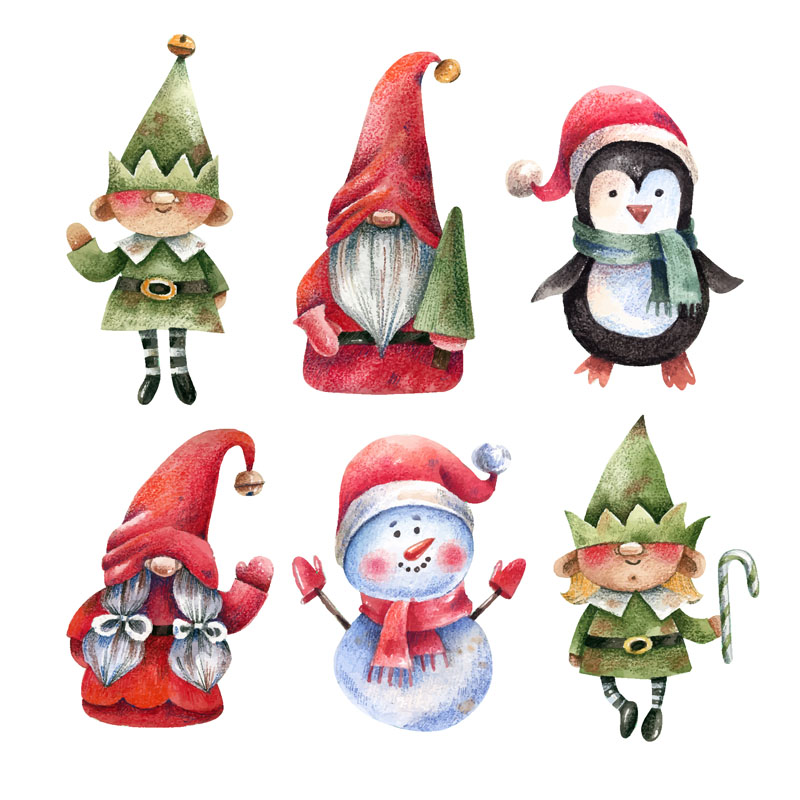 4套圣诞节水彩插画矢量素材 图片素材 sucaiwan.com