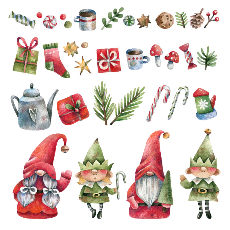 4套圣诞节水彩插画矢量素材 图片素材 sucaiwan.com