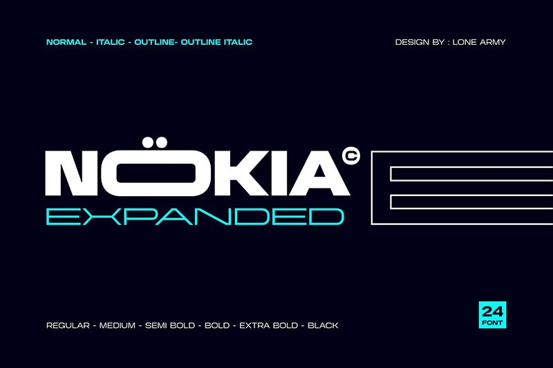 Nokia Expanded 现代品牌英文字体完整版 设计素材 sucaiwan.com