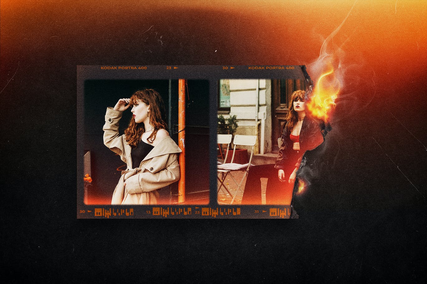 复古做旧漏光烧焦摄影胶卷纹理边缘艺术相框PSD模板 样机素材 sucaiwan.com