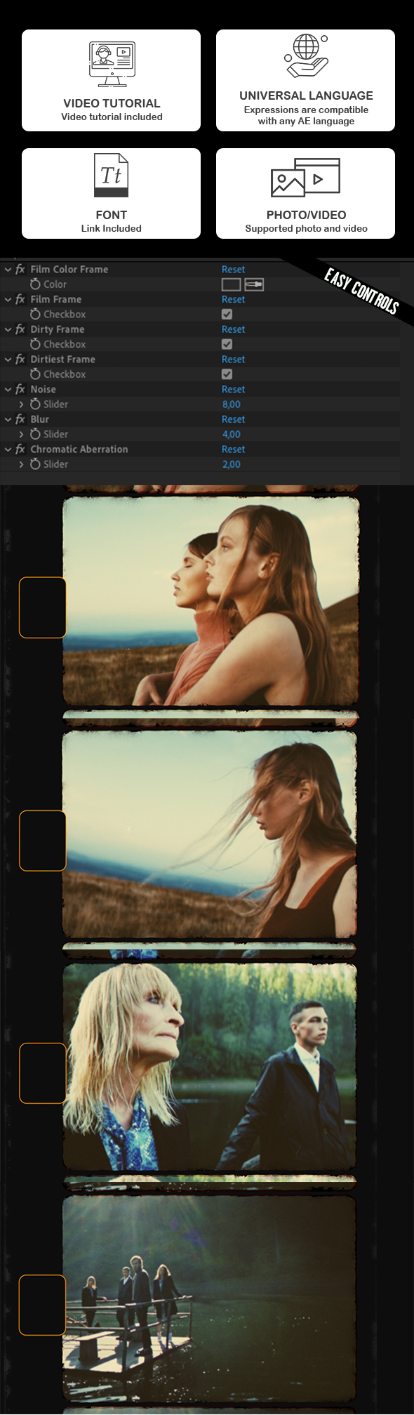 80年代复古电影放映机Super8损坏效果AE模板 插件预设 sucaiwan.com