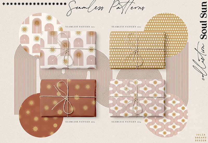 40+波浪多重线条无缝图案，AI PNG格式 图片素材 sucaiwan.com