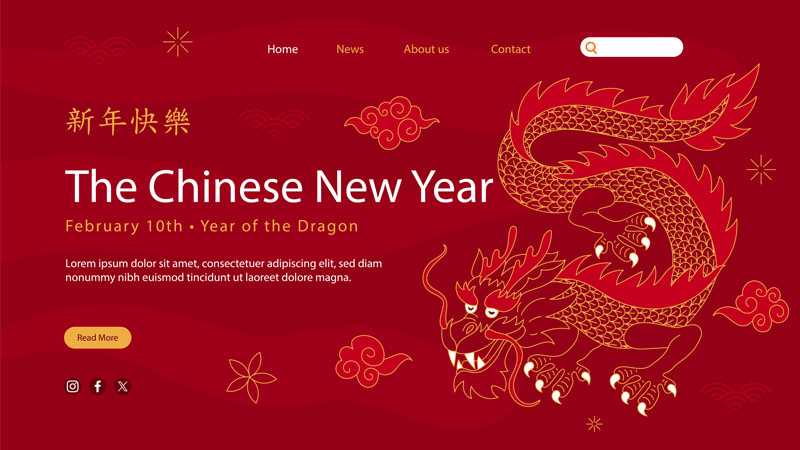 19款2024龙年春节促销海报背景 . sucaiwan.com