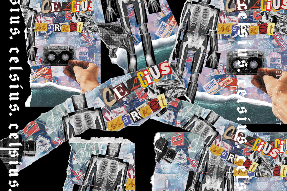 5款复古手工报纸剪纸磨损风格PSD样机 样机素材 sucaiwan.com