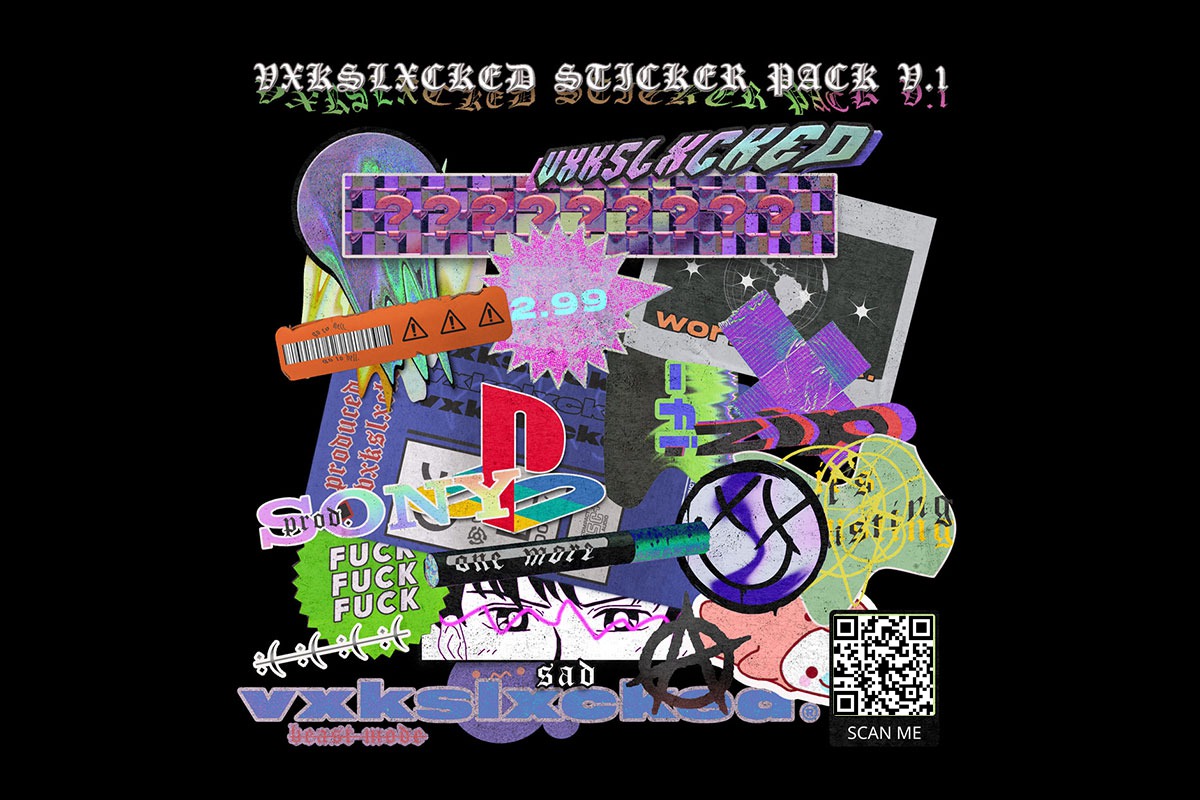 24个多样化独特复古磨砂面贴纸PSD+PNG素材 图片素材 sucaiwan.com