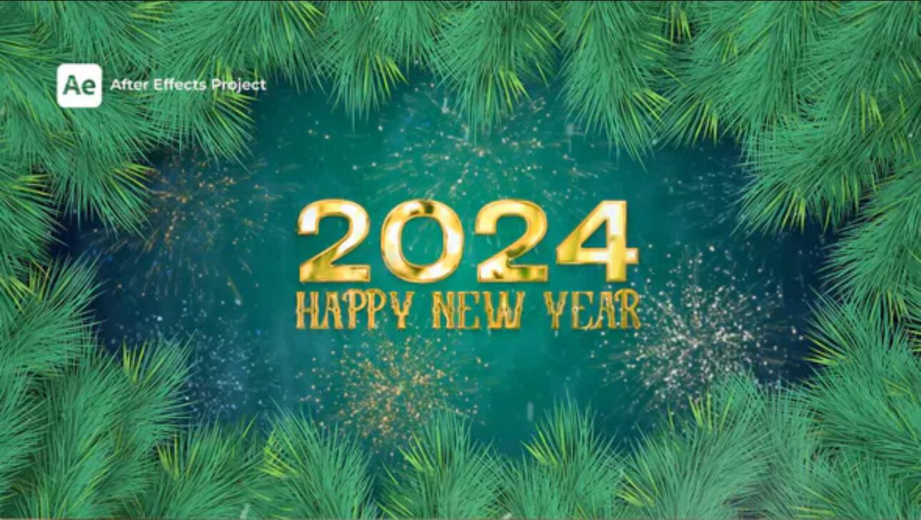 AE模板：2024年新年倒计时龙年庆典烟花模板包 . sucaiwan.com