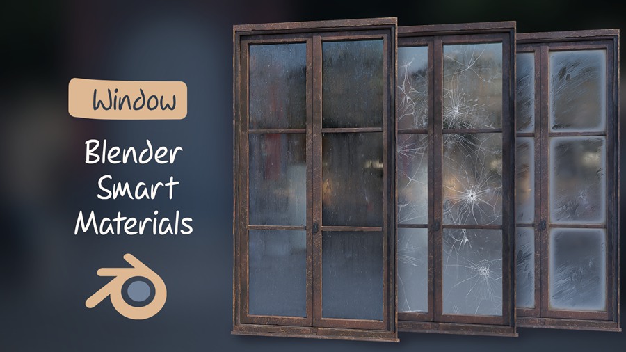 Blender预设-雨珠滴落玻璃窗户上模型 Blender Smart Materials – Window Procedural Water Drops 插件预设 sucaiwan.com