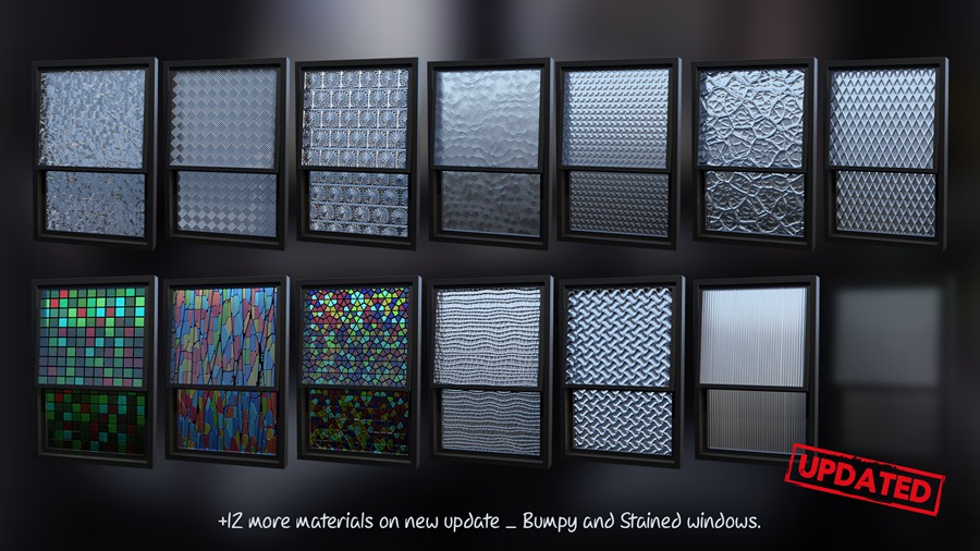 Blender预设-雨珠滴落玻璃窗户上模型 Blender Smart Materials – Window Procedural Water Drops 插件预设 sucaiwan.com