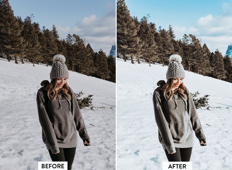 冬季暖白色雪景人像Lightroom 预设 插件预设 第3张-素材湾丨精选海外优质设计素材资源 冬季暖白色雪景人像Lightroom 预设 插件预设 sucaiwan.com