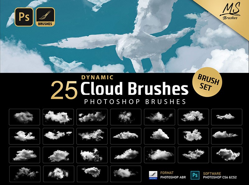 25个高分辨率云彩PS笔刷 笔刷资源 sucaiwan.com