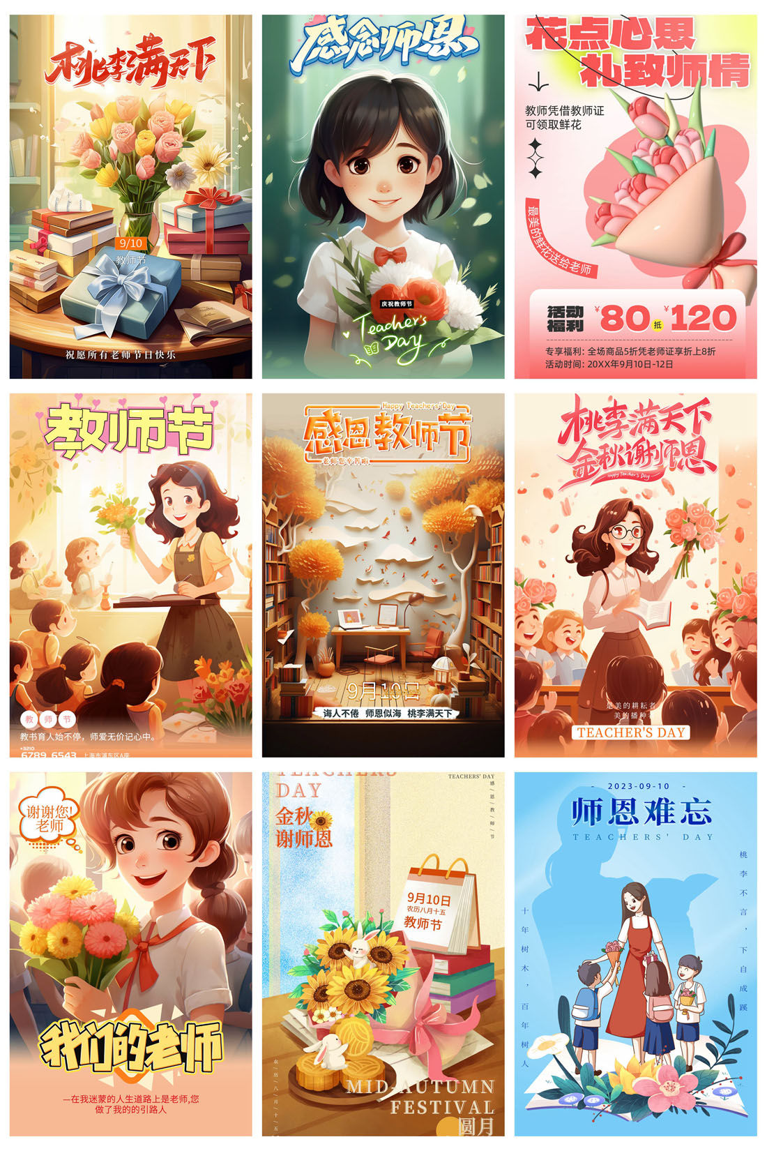67款感恩教师节节日节庆活动宣传海报展板PSD模板 设计素材 sucaiwan.com